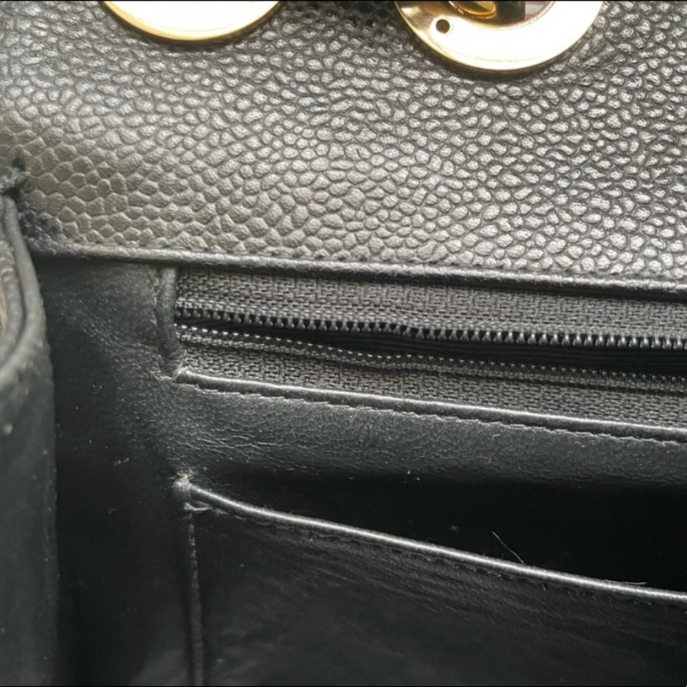 Sold 24k gold plated Black Chanel Caviar Jumbo single flap bag - Picture 13 of 17